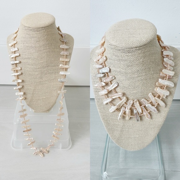 Genuine Freshwater Pearl Necklace Pink Cream 32" - Picture 1 of 6